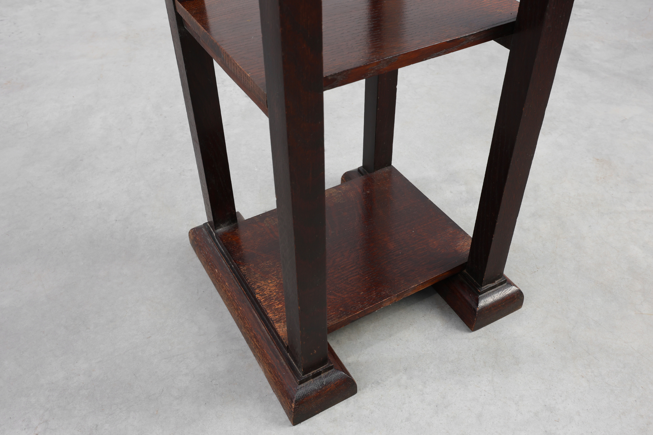 Art Deco dark oak pedestal, Belgium 1920sthumbnail